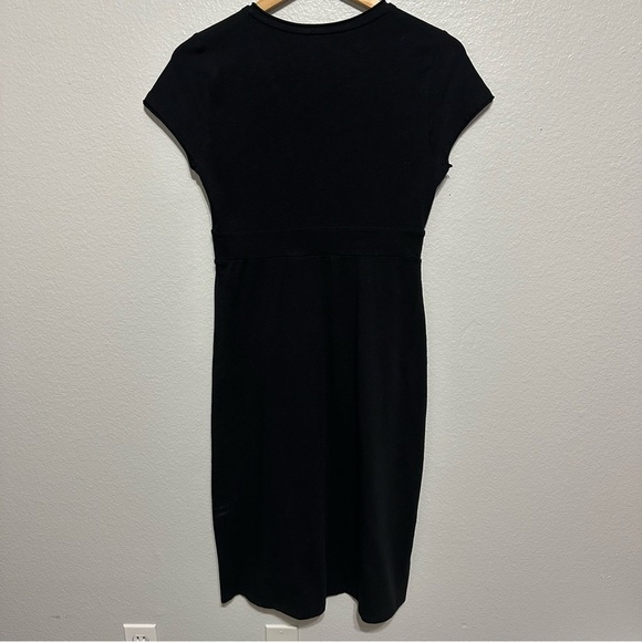 Boden Jersey Knit Faux Wrap Dress Women's 6 Long Black Stretch Classic Surplice - Picture 6 of 7